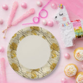 フェイク金ゴールド縁ど葉 ペーパープレート (パーティー)