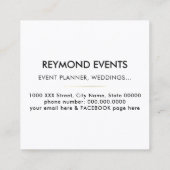 フェイク金ゴールド縁付きバラ花、イベント白 スクエア名刺 (裏面)