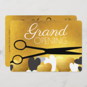 フェイク金ゴールド美容師美しいサロングランドオープン 招待状 (正面/裏面)