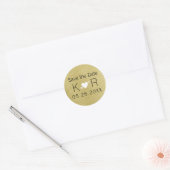 フェイク金ゴールド色は日付を結婚保存 ラウンドシール (封筒)