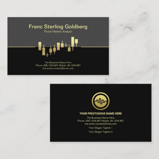 フェイク金ゴールド証券取引グラフ金ゴールド取引 名刺 (正面/裏面)