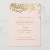 フェイク金ゴールド赤面エレガントレース結婚詳細カード エンクロージャーカード (正面)