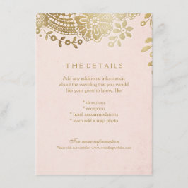 フェイク金ゴールド赤面エレガントレース結婚詳細カード エンクロージャーカード