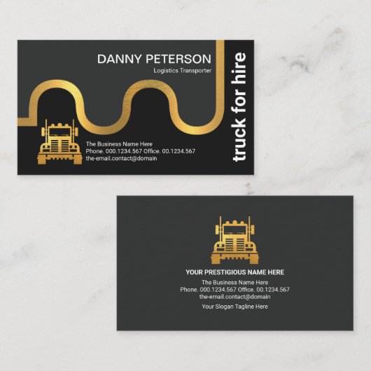 フェイク金ゴールド輸送ロードマップトラック 名刺 (正面/裏面)
