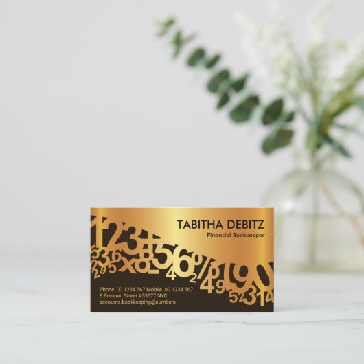 フェイク金ゴールド金融番号波形 名刺 (スタンド正面)