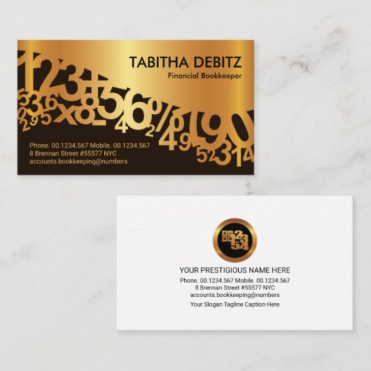 フェイク金ゴールド金融番号波形 名刺 (正面/裏面)