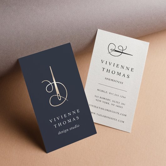 フェイク金ゴールド針と糸 |シーストレスまたはテーラー 名刺