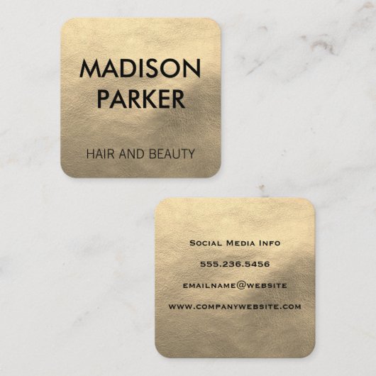 フェイク金ゴールド革 スクエア名刺 (正面/裏面)