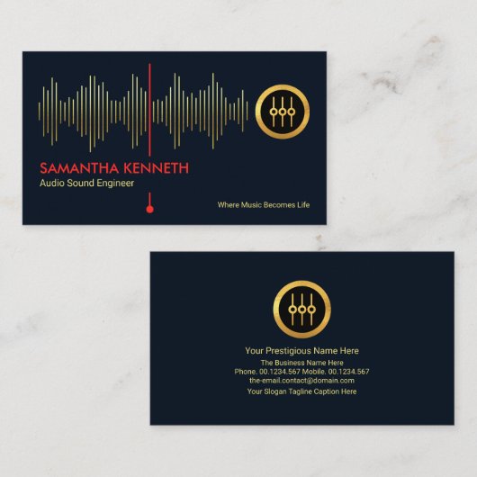 フェイク金ゴールド音周波数StudioエンジニアDJ 名刺 (正面/裏面)