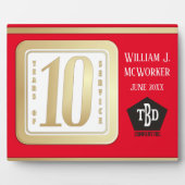 フェイク金ゴールド10年勤続表彰 フォトプラーク (正面)