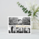 フェイク金ゴールド4 Photo Collageありがとうはがき ポストカード (スタンド正面)