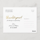 フェイク金ゴールド4 Photo Collageありがとうはがき ポストカード (裏面)