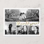 フェイク金ゴールド4 Photo Collageありがとうはがき ポストカード (正面)