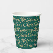フェイク金ゴールド&グリーンメリークリスマスレタリング 紙コップ (裏面)