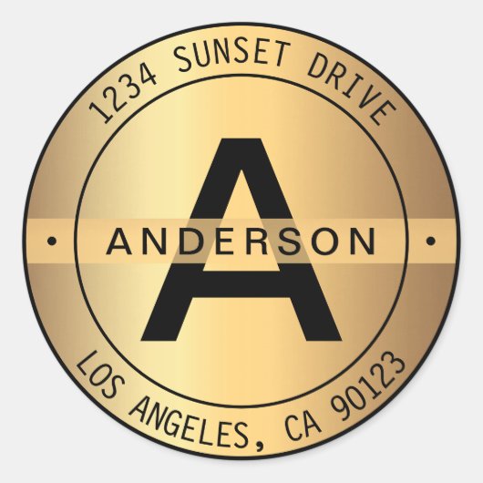 フェイク金ゴールド&ブラックはっきりしたモノグラム&サーキュラアドレス ラウンドシール (正面)