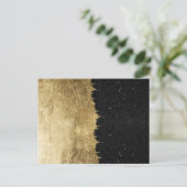 フェイク金ゴールド&ブラックスタリーナイトブラッシュストローク ポストカード (スタンド正面)