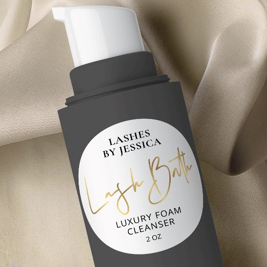 フェイク金ゴールド&ホワイトスクリプトロゴラッシュバスクリーナー ラウンドシール