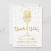 フェイク金ゴールド&ホワイトブランチ&バブリーブライダルシャワー 招待状 (正面)