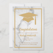 フェイク金ゴールド&大理石の卒業発表 案内状 (正面)