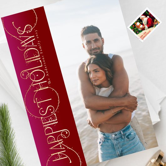 フェイク金ゴールド | maroon gradient photo HAPPIEST シーズンカード