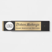 フェイク金ゴールドOfficeドアのシンボルや象徴ブラックロゴ サインプレート (正面)
