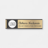 フェイク金ゴールドOfficeドアのシンボルや象徴ブラックロゴ サインプレート (正面)