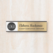 フェイク金ゴールドOffice Door Signシンボルや象徴ここにロゴを サインプレート (正面)