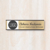 フェイク金ゴールドOffice Door Signシンボルや象徴ここにロゴを サインプレート (正面)