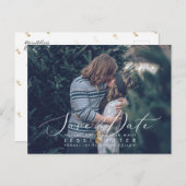 フェイク金ゴールドPineapple写真Save the Date ポストカード (正面/裏面)