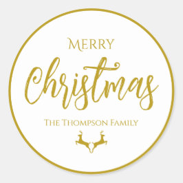 フェイク金箔メリークリスマス|家族の名前 ラウンドシール