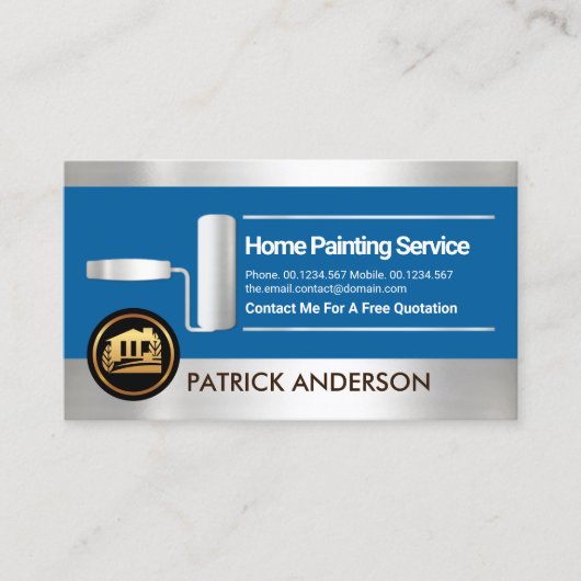 フェイク銀ストライプ絵を描ローラーブラシ画家 名刺 (正面)