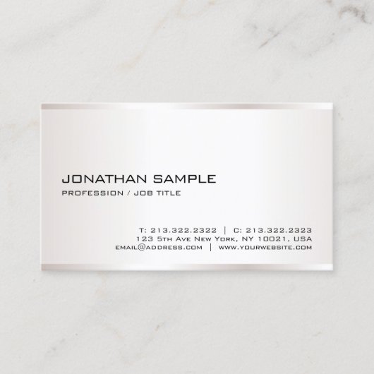 フェイク銀モダンエレガントテンプレートプロフェッショナル 名刺 (正面)