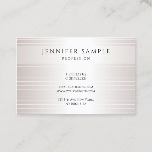 フェイク銀モダンシンプルエレガントトレンディーテンプレート 名刺 (裏面)