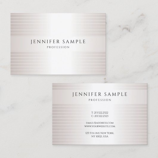 フェイク銀モダンシンプルエレガントトレンディーテンプレート 名刺 (正面/裏面)