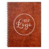 フェイク錆び茶色の革のビジネスモダンロゴ ノートブック (正面)