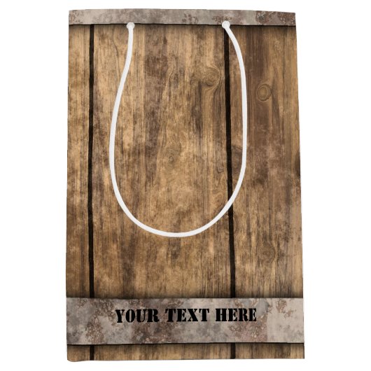 フェイク風化木板 ミディアムペーパーバッグ (正面)