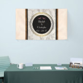 フェイク黒大理石と金ゴールド結婚大理石 横断幕 (トレードショー)