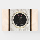 フェイク黒大理石と金ゴールド結婚大理石 横断幕 (横)