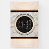 フェイク黒大理石と金ゴールド結婚大理石 横断幕 (縦)