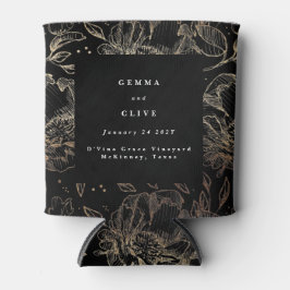 フェイク黒金ゴールドエレガントフローラ結婚ギフト 缶クーラー