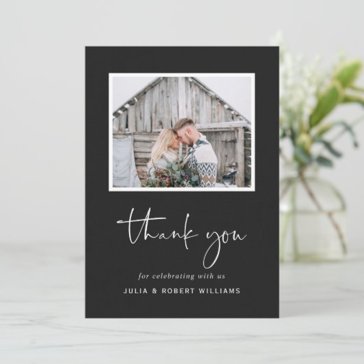 フェイク黒Kraftの素朴2結婚枚の写真 サンキューカード (スタンド正面)