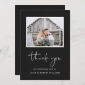 フェイク黒Kraftの素朴2結婚枚の写真 サンキューカード (正面/裏面)