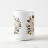 フェイク3D刺繍 白モクレンイラスト コーヒーマグカップ (中央)