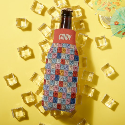 フェイク かぎ針編み カラフル ステッチ ボトル クーラー (インサイチュ 夏)