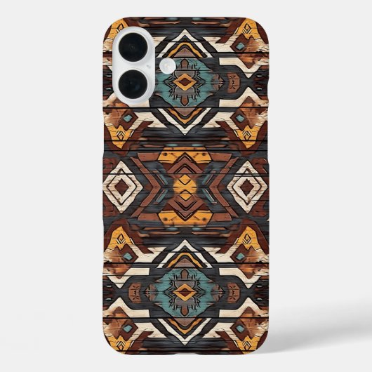 フェイク・アステカ木目模様 iPhone 16 Plus カーケース Case-Mate iPhoneケース (裏面)