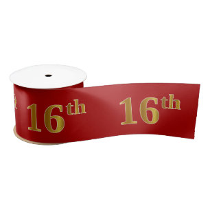 フェイク/模造金ゴールドルック「16番目」のイベント番号（赤） サテンリボン