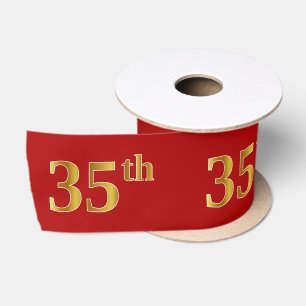 フェイク/模造金ゴールドルック「35番目」のイベント番号（赤） サテンリボン