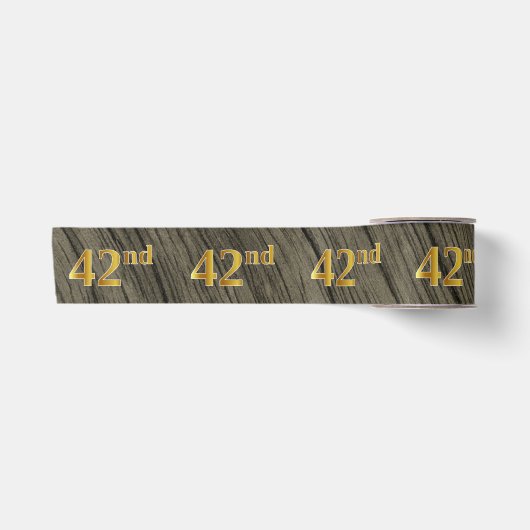 フェイク/模造金ゴールド「第42回」イベント番号(素朴) サテンリボン (正面)