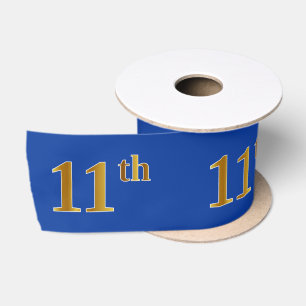フェイク/模造金ゴールド「11番目」のイベント番号（青） サテンリボン