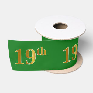 フェイク/模造金ゴールド「19番目」のイベント番号（緑） サテンリボン